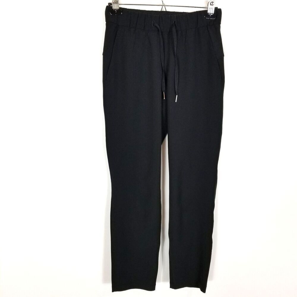 Lululemon Women On The Fly Pant Sz 4 Black Elastic Waist Pull On Casual Athletic